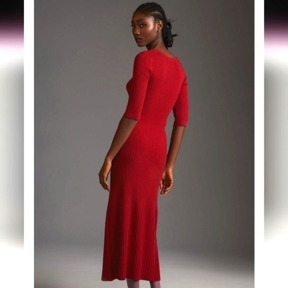 Anthropologie Favorite Daughter Crush Cutout Red Ribbed Cashmere Dress size XL - Picture 4 of 6